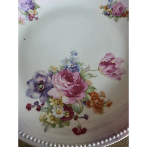 Antique Germany Porcelain handled plate with Flowers 9.25" - Picture 3 of 6